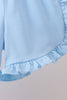 Blue Floral Smocked Ruffle Shorts Set