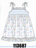 Blue Floral Smocked Ruffle Dress