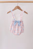 Pink Gingham Bow Print Lace Bubble