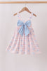 Pink Gingham Bow Print Dress