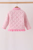 Pink corduroy bow embroidery ruffle jacket