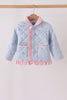 Blue corduroy bow embroidery ruffle jacket