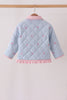 Blue corduroy bow embroidery ruffle jacket