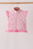 Pink corduroy bow embroidery ruffle vest