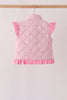Pink corduroy bow embroidery ruffle vest
