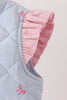 Blue corduroy bow embroidery ruffle vest