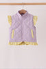 Purple corduroy bow embroidery ruffle vest