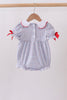 Blue Apple Smocked Plaid Bubble