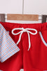 Blue Apple Embroidered Plaid Shorts Set