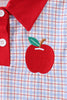 Blue Apple Embroidered Plaid Shorts Set