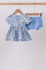 Blue Floral Print Bloomer Set