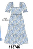 Blue Floral Print Mom Dress