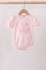 Pink Jack-O-Lantern  Applique Bow Bubble