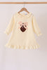 Cream Football French Knot Ruffle Dress