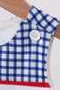 Navy Apple Embroidered Gingham Jon Jon