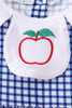 Navy Apple Embroidered Gingham Dress