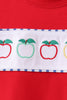 Red Apple Embroidered Gingham Shorts Set