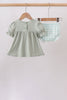 Green football french knot gingham bloomer set