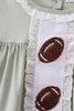 Green football french knot gingham ruffle shorts set