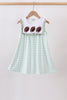 Green football french knot gingham ruffle dress