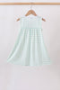 Green football french knot gingham ruffle dress