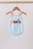 Blue Puppy Ball Embroidered Stripe Bubble