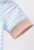 Blue Puppy Ball Embroidered Stripe Romper