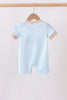 Blue Puppy Ball Embroidered Stripe Romper