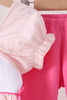 Pink Castle Embroidery Jacquard Pants Set