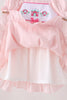 Pink Castle Embroidery Jacquard Ruffle Dress