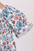 Blue floral smocked ruffle bubble