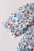 Blue floral smocked ruffle dress