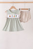 Green Scarecrow Embroidery Bloomer Set