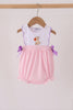 Pink Puppy Pumpkin Applique Bow Bubble