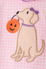 Pink Puppy Pumpkin Applique Bloomer Set