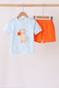 Blue Puppy Pumpkin Applique Shorts Set