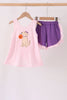 Pink Puppy Pumpkin Applique Ruffle Shorts Set