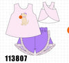 Pink Puppy Pumpkin Applique Ruffle Shorts Set