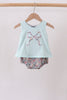 Blue Floral Bow Applique Bubble