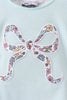 Blue Floral Bow Applique Bubble
