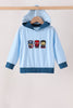 Blue character embroidery hoodie