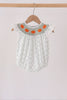 Sage pumpkin embroidery bow ruffle bubble