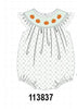Sage pumpkin embroidery bow ruffle bubble