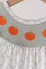 Sage pumpkin embroidery bow ruffle dress