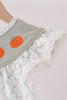 Sage pumpkin embroidery bow ruffle dress