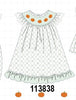 Sage pumpkin embroidery bow ruffle dress
