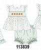 Sage pumpkin embroidery bow ruffle bloomer set
