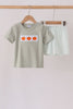 Sage pumpkin embroidery shorts set