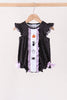 Black ghost spider embroidery ruffle bubble
