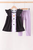 Black ghost spider embroidery ruffle pants set